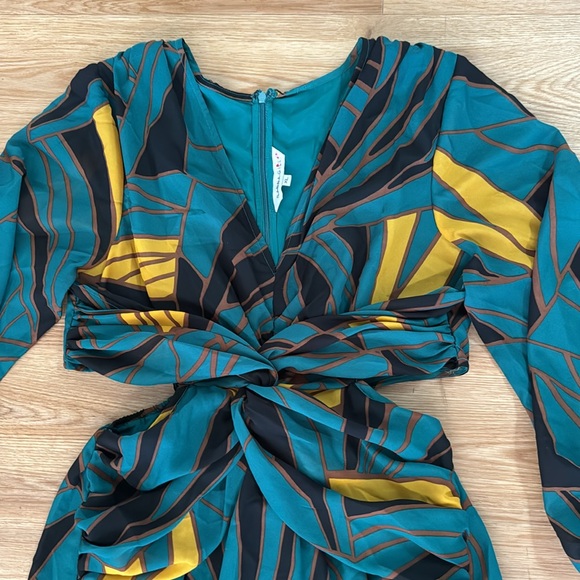 Anthropologie Ranna Gill Womens Cut-Out Midi Dress Sz XL Multicolor Long Sleeve - Picture 6 of 12